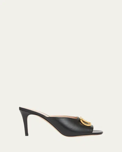 Valentino Garavani 80mm Vlogo Signature Leather Mule Pumps In Black