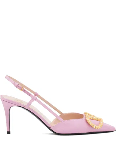 Valentino Garavani Vlogo Pointed Toe Slingback Pump In Purple Multi