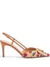 Valentino Garavani Embroidered Raffia Vlogo Signature Pumps In Neutrals