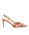 Valentino Garavani Embroidered Raffia Vlogo Signature Pumps In Nude