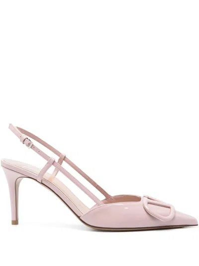 Valentino Garavani Vlogo Signature Slingback In Leather With Rhinestones In Pink