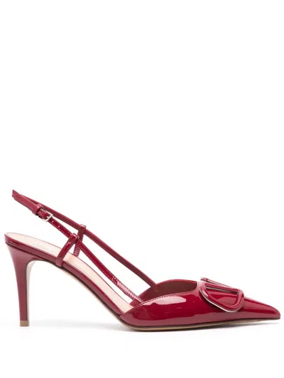 Valentino Garavani Red Vlogo Signature Slingback Heels In Y9q Deep Scarlet