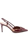 Valentino Garavani 80mm Vlogo Signature Slingback Pumps In Burgundy
