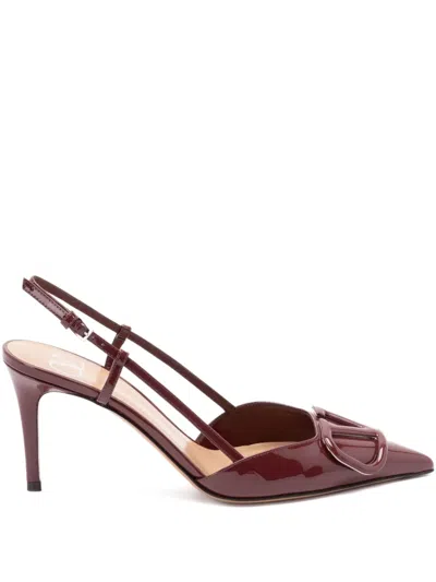 Valentino Garavani 80mm Vlogo Signature Slingback Pumps In Burgundy