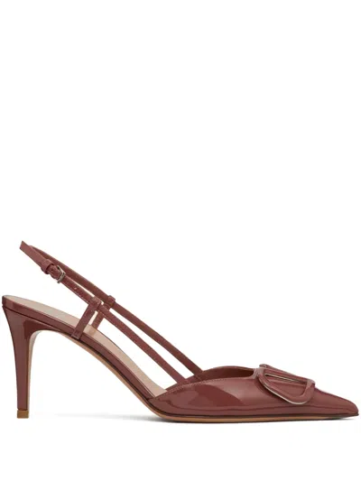 Valentino Garavani Vlogo Signature Patent Leather Slingback Pump 80mm Woman Dark Red 41
