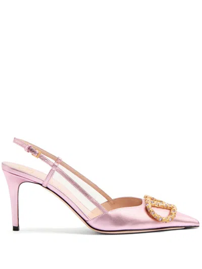 Valentino Garavani Valentino Vlogo Signature 80 Leather Slingback Pump In Bsv Giacinto/violet