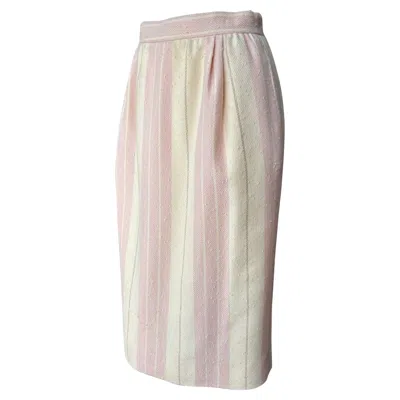 Pre-owned Valentino 80s  Bouclé Pink Stripe Skirt