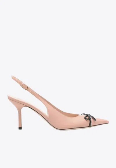 Valentino Garavani 85 Bow-embellished Slingback Pumps In Pink