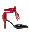 Valentino Lace-up Patent Bicolor Pumps 8.5cm Heel In Burgundy