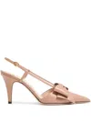 Valentino Garavani Bowow 85 Leather Slingback Pumps In Neutral