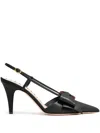 Valentino Garavani Mid Heel Bow Detail Slingback Pumps In Black