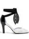 Valentino Garavani Two-tone Lace And Leather Foliefoliage Pumps In Weiss