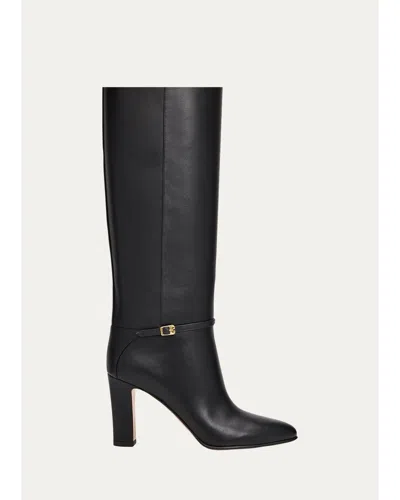Valentino Garavani 85mm Pattie Leather Knee-high Boots In Black
