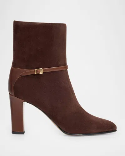 Valentino Garavani 85mm Pattie Suede Ankle Boots In Brown