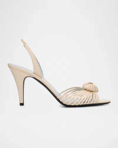 Valentino Garavani 85mm Royal Heart Vlogo Leather Slingback Sandals In Neutral