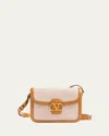 Valentino 9 To 5 Canvas & Leather Crossbody Bag In Naturale Tobacco Golden