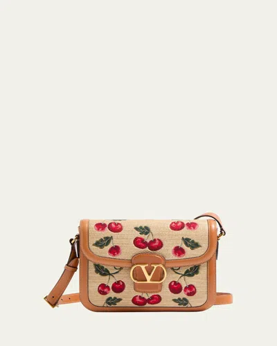 VALENTINO GARAVANI 9 TO 5 CHERRIES JACQUARD SADDLE CROSSBODY BAG