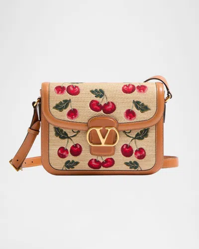 VALENTINO GARAVANI 9 TO 5 CHERRIES JACQUARD SADDLE CROSSBODY BAG