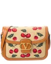 Valentino 9 To 5 Cherryfic Leather-trim Crossbody In Brown