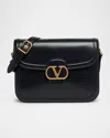 Valentino Garavani 9 To 5 Flap Leather Saddle Crossbody Bag In Nero