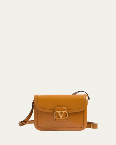 Valentino Garavani 9 To 5 Flap Leather Saddle Shoulder Bag In Nat Brown