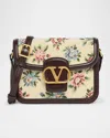 Valentino Garavani Floral-jacquard Canvas And Leather Cross-body Bag