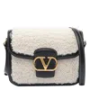 Valentino 9 To 5 Small Shearling And Leather Shoulder Bag In White