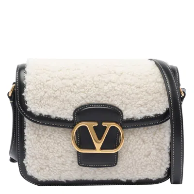 VALENTINO GARAVANI 9 TO 5 SMALL SHEARLING AND LEATHER SHOULDER BAG