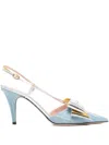 Valentino 90mm Bow-embellished Slingback Pumps In Blue