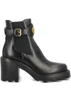 Valentino Garavani Vlogo Signature Calfskin Beatle 90mm Woman Black 42 In Black