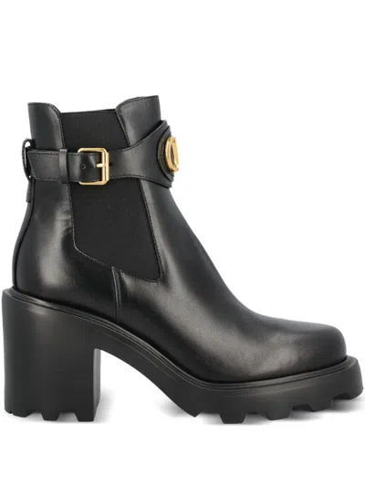 Valentino Garavani Vlogo Signature Ankle Boot In Calfskin 55mm Woman Black 40.5