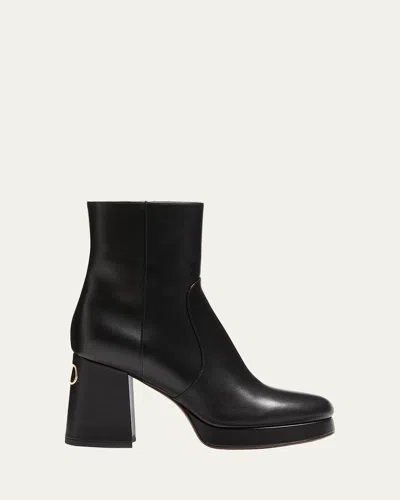 VALENTINO GARAVANI 90MM FAWCETTE PLATFORM LEATHER ANKLE BOOTS