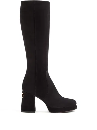 VALENTINO GARAVANI 90MM FAWCETTE PLATFORM V-LOGO BOOTS
