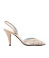 Valentino Impudance Slingback In Goatskin And Mesh In Sand Beige
