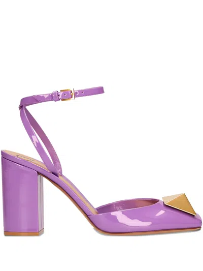 Valentino Garavani 90mm One Stud Patent Leather Pumps In Purple