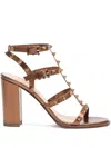 Valentino Garavani Rockstud  Metallic Calfskin Ankle Strap Sandal 90 Mm Woman Bronze 40.5