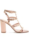 Valentino 90mm Rockstud Straps Sandals In Pink