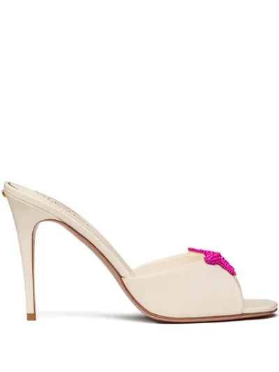 Valentino Garavani 90mm Starfish-embellished Leather Sandals In Neutral