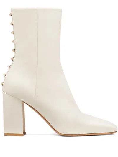 Valentino Garavani 90mm Studded-detail Block-heel Boots In Neutral