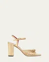 Valentino 90mm Vlogo Anne Metallic Leather Block-heel Sandals In Gold