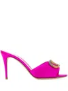 Valentino Satin Escape Mules Embellished Detail Open Toe In Pink