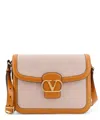 Valentino Garavani Structured Beige Calfskin Shoulder Bag In Beige