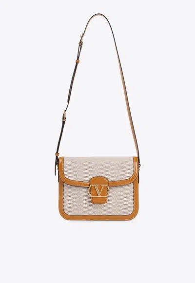 Valentino Garavani 9to5 Canvas Shoulder Bag In Beige