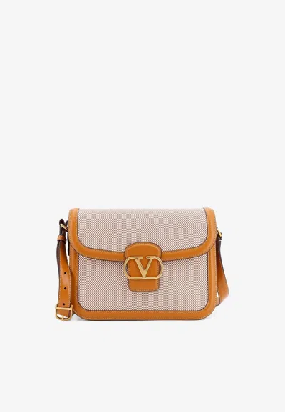 Valentino Garavani 9to5 Canvas Shoulder Bag In Natural