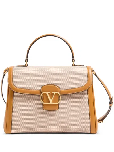 Valentino Garavani Large Canvas 9 To 5 Top-handle Bag In Nude