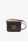 Valentino 9 To 5 Flap Leather Saddle Shoulder Bag In Brown