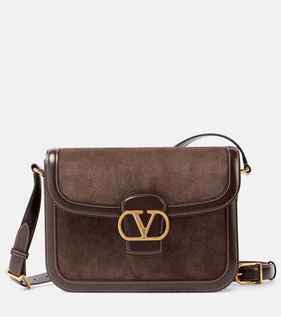 Valentino Garavani 9to5 Medium Suede Shoulder Bag In Brown