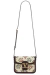 Valentino Garavani Floral-jacquard Canvas And Leather Cross-body Bag In White
