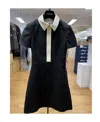 Valentino A Dress With Long Collar And Waist In Black