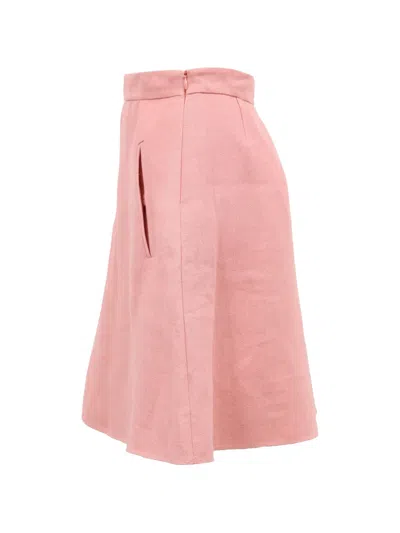 Pre-owned Valentino A-line Linen Mini Skirt In Pink